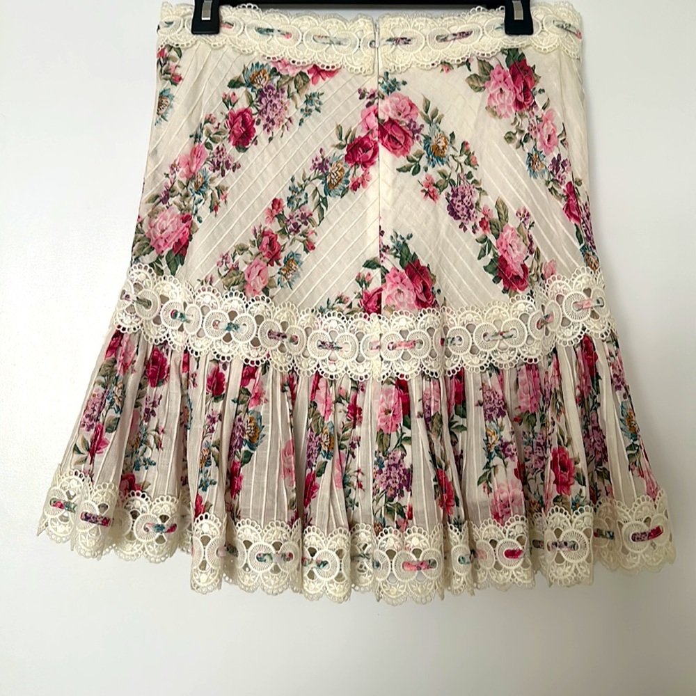 Zimmermann Cream Floral Lace-Trim Mini Skirt - Picture 2 of 6